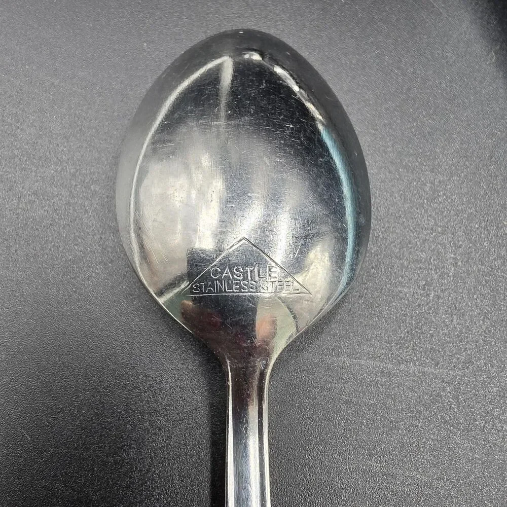 Vintage MCM Castle Stainless Steel Iced Tea Spoons Set of 7 Turquoise Japan